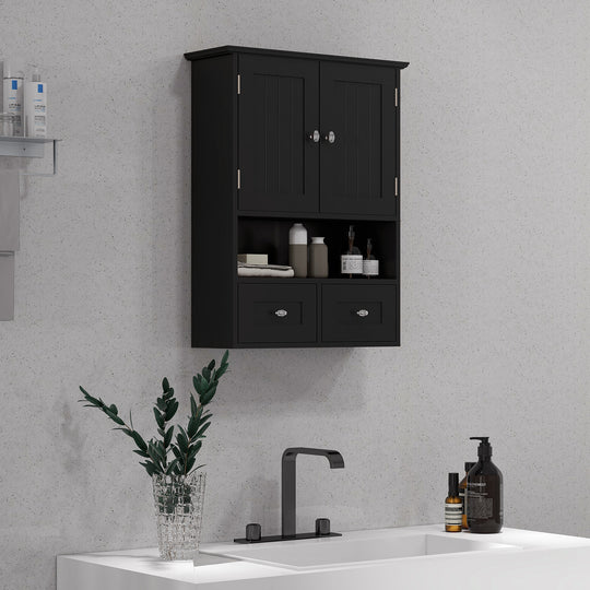 Medicine Cabinet, Bathroom Wall Cabinet with Shelf and Drawers for Hallway, Living Room, Black