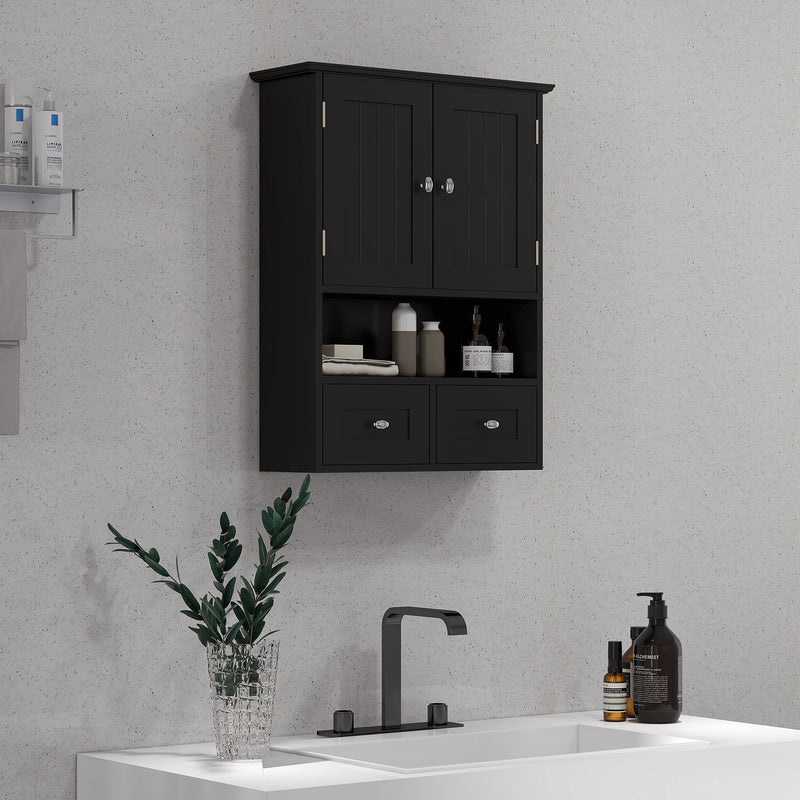 Medicine Cabinet, Bathroom Wall Cabinet with Shelf and Drawers for Hallway, Living Room, Black