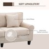 Modern 3 Seater Sofa, Corduroy Fabric 3 Seater Couch with Pine Wood Legs and Rolled Armrests for Living Room