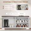 Shoe Storage Bench with Padded Seat, Entryway Bench Holds up to 352 lb, Shoe Organizer, 8 Pairs, White Wood Grain
