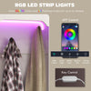 3-in-1 Hall Tree with LED Lights and Bench, Coat Rack with Shoe Storage, White Wood Grain with Light