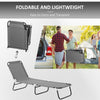 Outdoor Folding Lounge Chair, Steel Tanning Chair with Reclining Back, Breathable Mesh for Beach, Yard, Patio, Grey