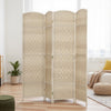 6 Ft Tall Folding Room Divider, 4 Panel Portable Privacy Screen, Hand-Woven Partition Wall Divider, Light Oak
