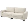 Three Seater Sofa, Fabric 3 Seater Couch with Spring Cushion and Cup Holders for Living Room, Bedroom