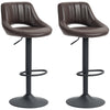 Swivel Bar Stools Set of 2, Faux Leather Upholstered Counter Height Barstools with Round Metal Base