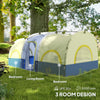 4 Person Camping Tent, 3 Room Cabin Tent, 3000mm Waterproof and UPF30+ with Sewn in Groundsheet and Carry Bag
