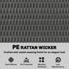 Wicker Outdoor Storage Cabinet with 2 Doors and Drawers, 2-Tier Shelf Rattan Patio Storage Cabinet, Dark Grey