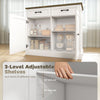 Kitchen Island with Sitting Space, Sideboard Cabinet with 2 Drawers and 2 Adjustable Shelves for Dining Room, White