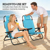 Set of 2 Beach Chair 5-Position Adjustable Folding Camping Chair with Headrest Armrests Light Blue