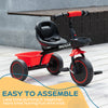 Qaba Large Kids Tricycle for Toddler 2-5 Year Old Girls and Boys, Toddler Trike Bike with Adjustable Seat, Safety Belt,  Two Storage Baskets, Red