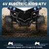 Qaba 6V Kids ATV, 4 Wheeler Electric Ride on Car with Music and LED Headlights, for Ages 37-72 Months Boys and Girls, White