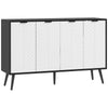 Modern Sideboard and Buffet, Dining Room Cabinet with Adjustable Shelves and 4 Doors, Black