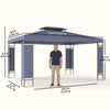 10' x 13' Outdoor Gazebo, Double Roof Patio Gazebo Canopy Shelter with Screen Decorate Corner Frame, Grey