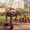 Metal Raised Garden Bed, Elevated Planter Box with 2 Wheels, Handle and Shelf, 31.5