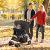 Cat Dog Stroller, One-click Foldable Pet Stroller w/Cup Holder, 4 Wheels Travel Carrier w/Brakes, 360° Swiveling Front Wheels, Storage Basket, for XS/Small Dogs Cats, Black