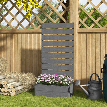 Raised Garden Bed with Trellis, Freestanding Elevated Planter Box for Climbing Vines, 28