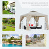 10' x 10' Patio Gazebo Outdoor, Canopy Shelter with Double-tier Roof, Pavilion Sidewalls for Garden Events, Cream White