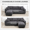 Sectional Couch with Integrated Seat, 3 Seater L-Shaped Sofa with Changeable Chaise, Spring Cushion, 2 Pillows