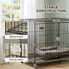 Foldable Dog Crate, 30 Inch Metal Dog Cage with Removable Tray, Lockable Wheels, 2 Doors for Small Medium Breeds, Black