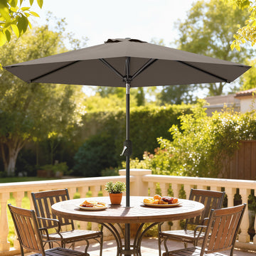 Patio Sun Umbrella, Outdoor Parasol with 6 Ribs, Dark Grey