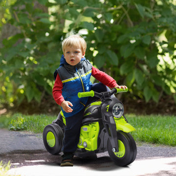Qaba Electric Motorcycle for Kids, 6V Ride on Bubble Car with LED Headlight, Music, Pedal, for 2-5 Years Green
