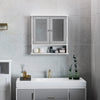 Medicine Cabinet, Wall-Mounted Bathroom Mirror Cabinet with Double Doors, Open Shelf, and Adjustable Shelf, Modern Bathroom Wall Cabinet, White and Grey