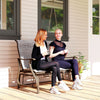 Garden Double Gliding Chair, Patio Glider Armchair for Outdoor, Backyard Mesh Seat and Backrest, Steel Frame, Dark Grey