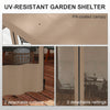 10' x 10' Wall Pergola, Outdoor Gazebo with 2 Curtains and 2 Nettings, UV Resistant, for Patio, Deck, Khaki