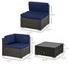 7 Pieces Patio Furniture Set, Rattan Conversation Set Garden Wicker Sofa Set with Washable Cushions and Coffee Table, for Deck Balcony Yard, Navy Blue