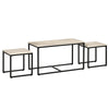 Nesting Coffee Table Set of 3, Modern End Tables with Black Metal Frame for Living Room Home Furniture, Brown