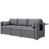 3 Seater Wicker Patio Sofa with Side Trays, Outdoor Couch with 6