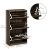 Shoe Storage Cabinet Organizer for 18 Pairs of Shoes with 3 Flip Drawers and Adjustable Shelves, Dark Walnut