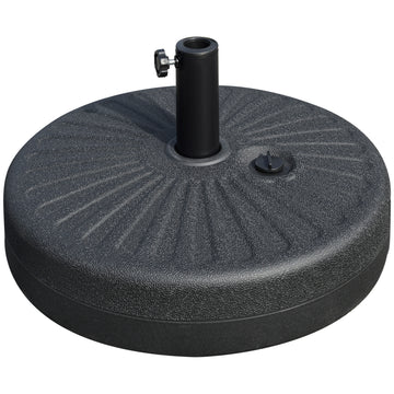 48 lb Heavy Duty Patio Umbrella Base, Water Filled Market Umbrella Stand with Steel Pole for Outdoor, Backyard, Black