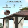 10' x 13' Hardtop Gazebo Canopy with UPF30+ Double Polycarbonate Roof, Aluminum Frame, Netting and Curtains, Beige