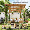 6.6' x 6.6' Wood Pergola, Outdoor Gazebo Grape Trellis with Stable Structure for Climbing Plant Support, Dark Brown