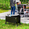 80-Qt Outdoor Patio Cooler Cart, Rolling Ice Chest with Adjustable Handle, Wheels, Bottle Opener, Drainage, Outdoor Beverage Cooler Bar Cart for Party BBQ Camping, Black