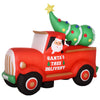 6ft Christmas Inflatable Santa Claus Driving A Truck with LED Lights, Blow-Up Outdoor LED Yard Display for Lawn, Garden, Party