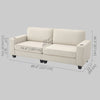 Three Seater Sofa, Fabric 3 Seater Couch with Spring Cushion and Cup Holders for Living Room, Bedroom
