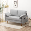 3 Seater Sofa, Velvet Upholstered Couch with Spring Cushions, Rubber Wood Legs and 2 Pillows