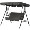 3-Seater Outdoor Porch Swing with Adjustable Canopy, Patio Swing Chair for Garden, Poolside, Backyard, Black