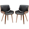 Dining Chairs Set of 2, PU Leather Kitchen Chairs with Upholstered Seats and Solid Wood Legs for Dining Room, Black