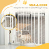 Pet Gate Extra Wide Press-Mounted with Cat Door, Auto Closing Pet Gate for Stair, Hallway, 29-32 Inch, White