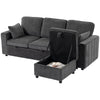 Modular Sectional Sofa Bed with Reversible Storage Ottoman, Pull Out Sleeper Sofa with Spring Cushion, Dark Grey
