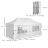 20x10 Pop Up Canopy with 6 Removable Sidewall, Carry Bag and 6 Sand Bags, Height Adjustable Instant Sun Shelter