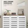 Narrow Shoe Cabinet with Slatted Doors, Adjustable Shelves for 20 Pairs of Shoes, Shoe Cabinet for Entryway, White