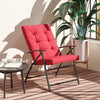 Foldable Lounge Chair, Fabric Upholstered Recliner, Outdoor Lounger with Armrest, Metal Frame for Backyard, Red