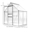 6' x 12' x 6.5' Walk-in Greenhouse, Polycarbonate Greenhouse with Adjustable Roof Vent, Base, Sliding Door, Silver