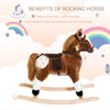 Qaba Baby Rocking Horse, Children Plush Animal Rocker, Kid Ride on Toy with Realistic Sound, Handle Grip, Brown
