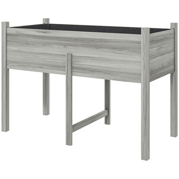 Wooden Raised Planter Box with Drain Holes for Vegetables, Flowers, Outdoor Garden Bed, 45.3x21.7x31.5inch, Grey