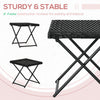 Patio Wicker Coffee Table, Outdoor PE Rattan Garden Folding Side Table, 15.75